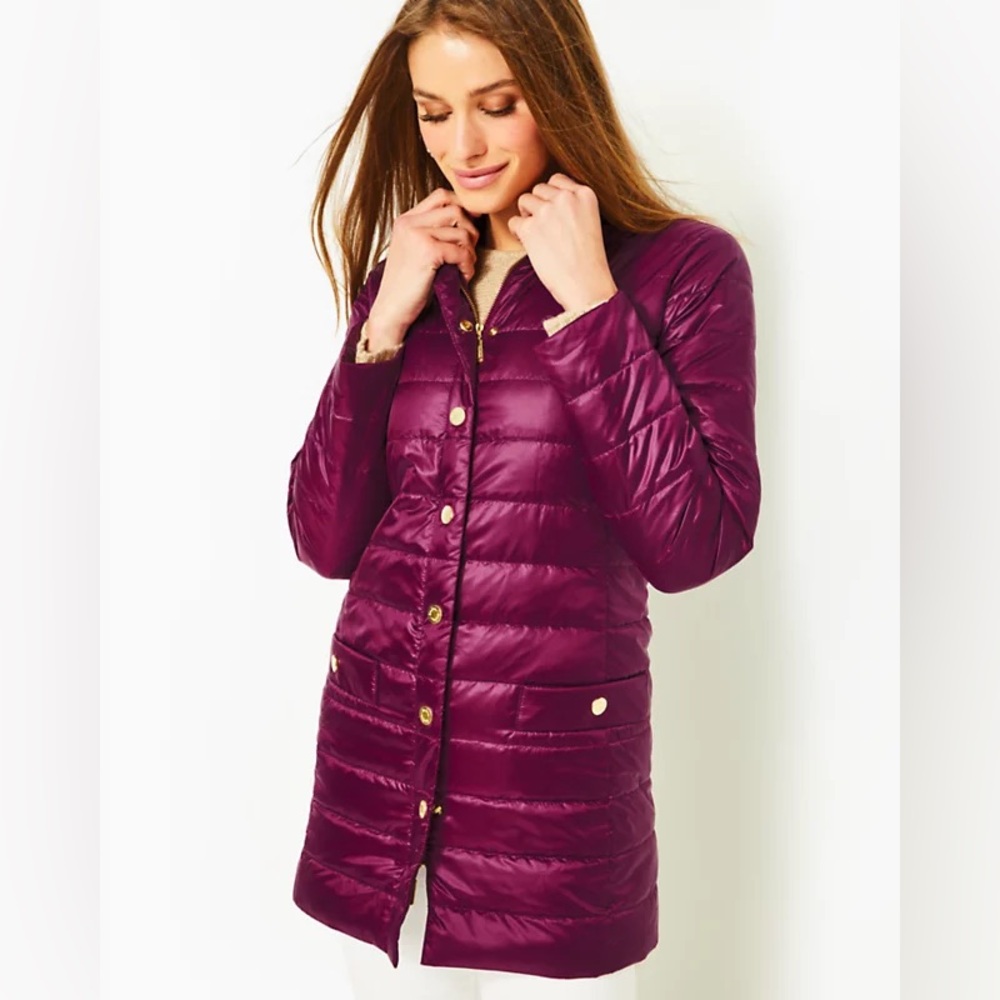 Lilly Pulitzer Tonia Downlite Jacket Amarena Cherry Size 6 NEW